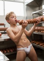 boy in a sausage factory