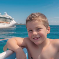 Boy having fun on a cruise [AI Model]