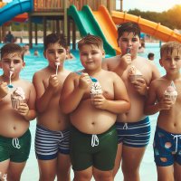 AI GEN - Chubby Boys; Camp Cookout, picnic, water park, and poolside