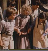 Boys and girls in an episode of the serie TV "The little house on prairie"