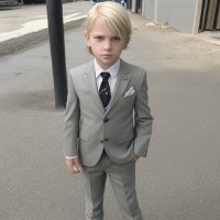 AI Boys kids blond hair wearing suit costum