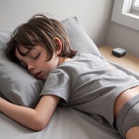 AI boys kids sleeping bed wearing undie, t-shirt