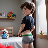 AI kids boys wearing underwear, undie, short...