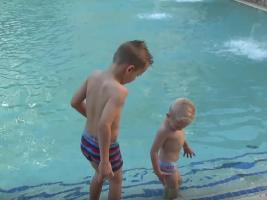 Cute brothers boys in swimming pool (2) and more (pant, underwear)
