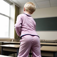 AI kid boys wearing pajama at room, classroom...