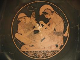 Germany, Berlin (Altes Museum) - boys in Greek vases