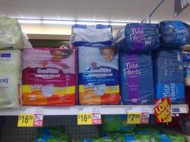 Diaper section of the stores