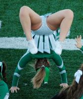 Teen cheerleaders green uniform