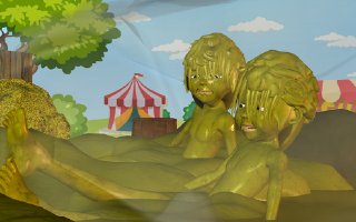 Boys in the Mud 07 😜 Circusboys & Elephant Mudbath IV (Cartoon)