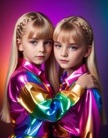 Colourful shiny vinyl sisters AI