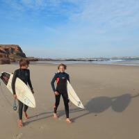 young surfer boys in neoprene  rubber
