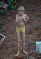 Boy getting fun near the pool in Belgrad