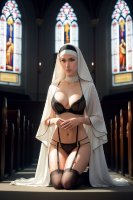 Nun in church showing her secret (AI Gen)