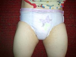 New onesie and girls goodnites diaper