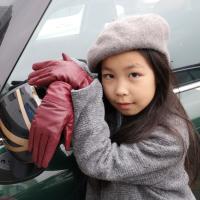 Young girls in leather gloves 5