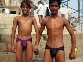 Boys on Indian river Ganges